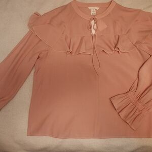 H&M Blush Ruffle Blouse